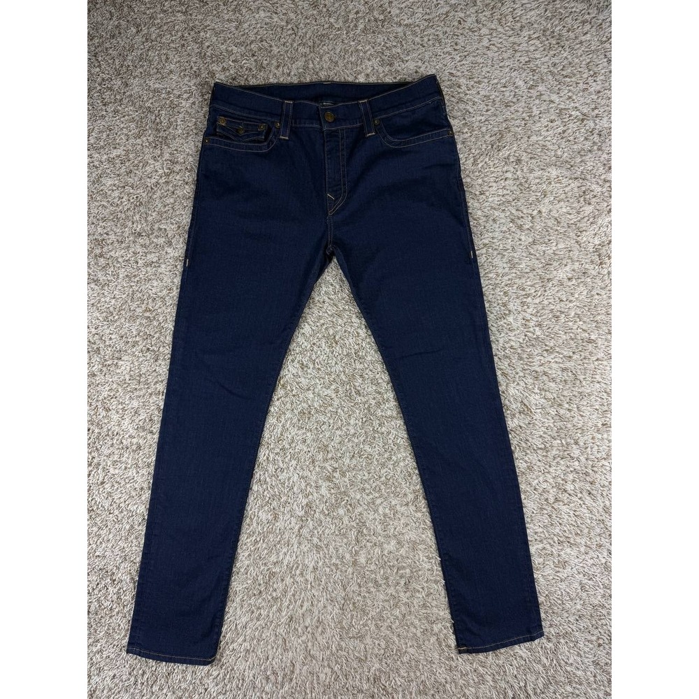 True Religion Men's Rocco Flap Relaxed Skinny Jeans Dark Wash Size 38x33